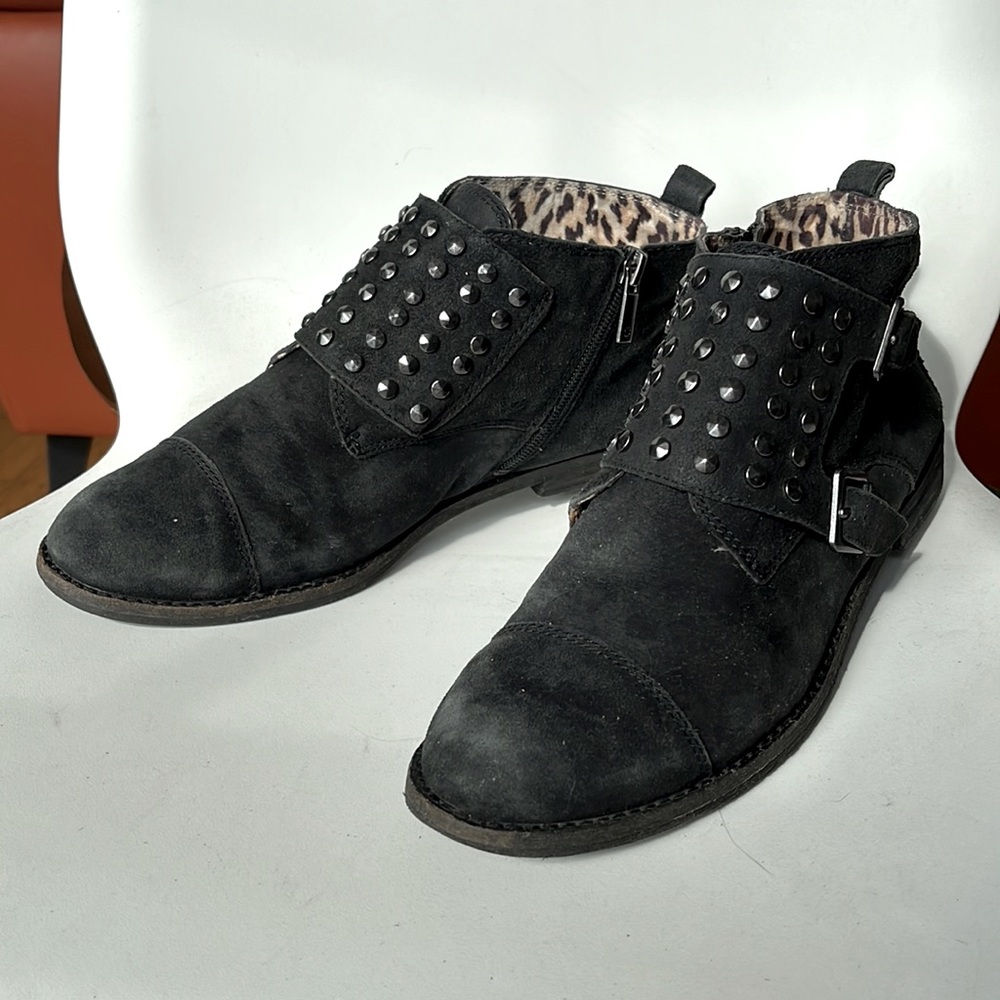 LUCKY BRAND DOSEY BOOTIES studded black suede
